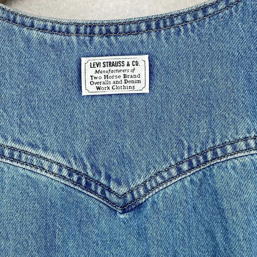 LEVIS Dress M Vianna Vest Overall Jumper Bib Button Front Denim Cotton Blue - Picture 12 of 15
